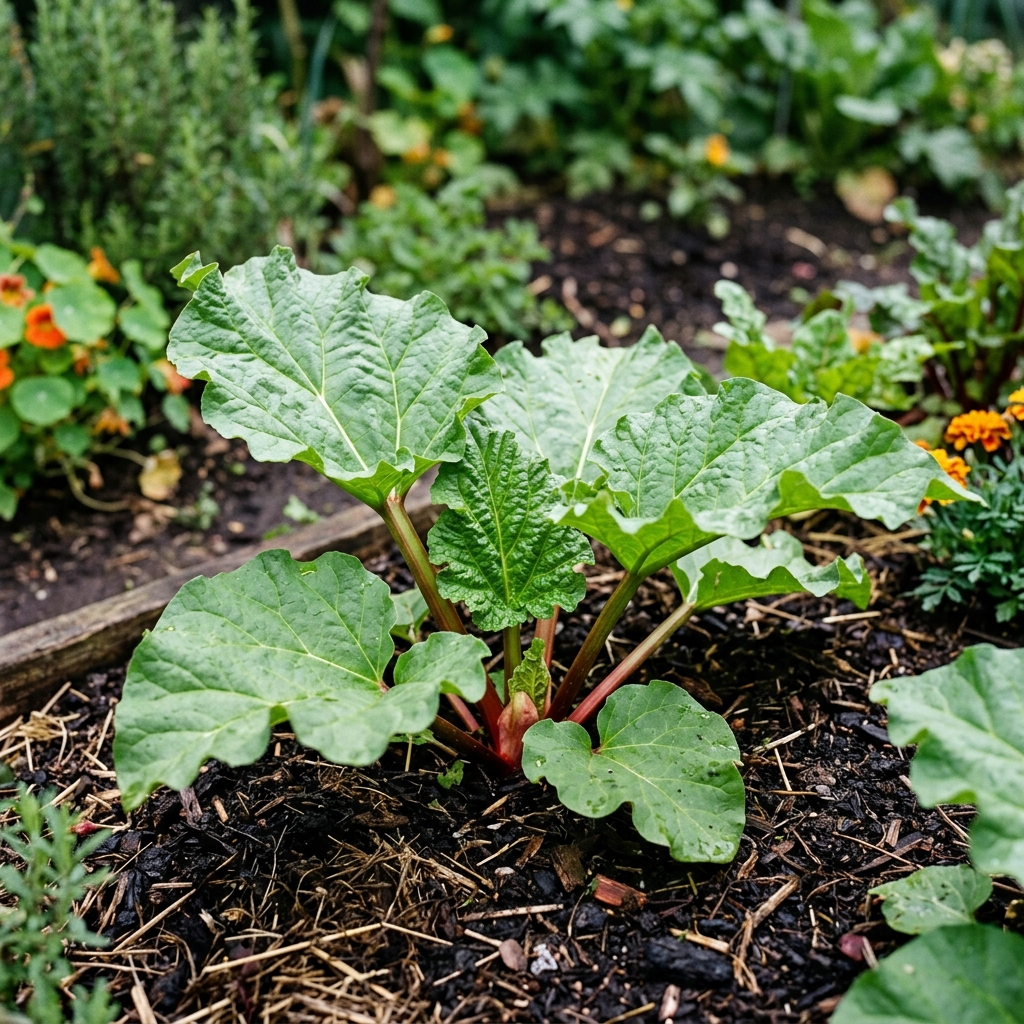 rhubarb growing stage