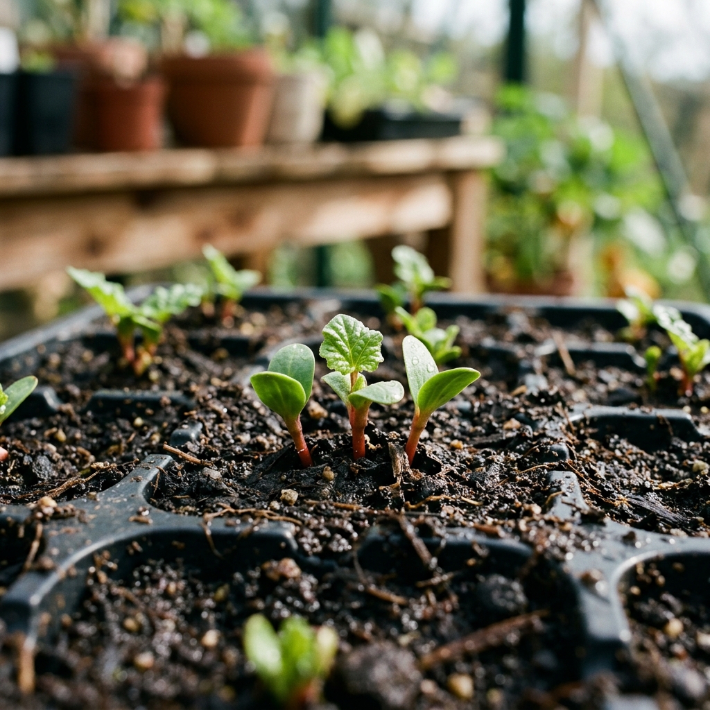 rhubarb seedling stage